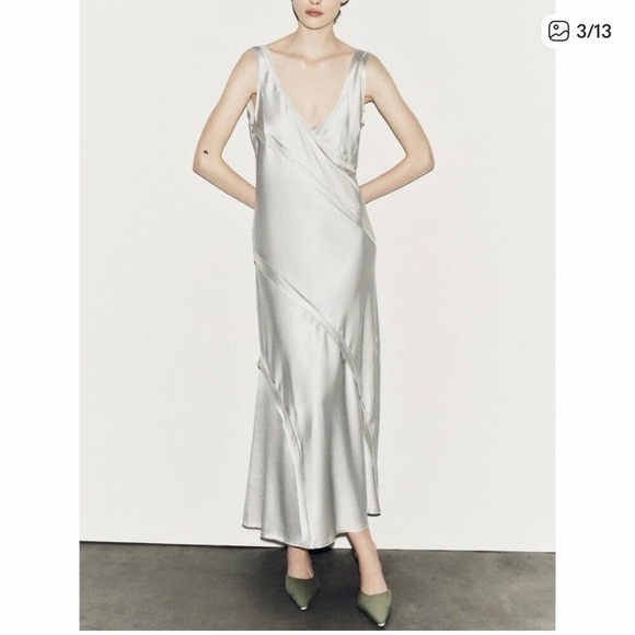 Zara Silver Maxi Dress. Purchased in Italy.Worn Once. - Picture 1 of 3
